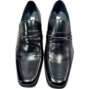 Steve Madden Men’s Black Leather Bit Loafers Dress Shoes Size 9